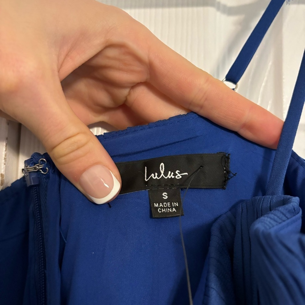 Lulu’s Cascading Crush Blue Tiered Bustier Midi Dress NWT - Picture 4 of 8